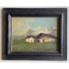 QUADRO OLIO TAVOLA Gustavo Mancinelli PAESAGGIO MONTANO BAITE Alagna GUILLOCE