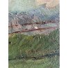 QUADRO OLIO TAVOLA Gustavo Mancinelli PAESAGGIO MONTANO BAITE Alagna GUILLOCE
