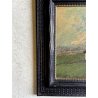 QUADRO OLIO TAVOLA Gustavo Mancinelli PAESAGGIO MONTANO BAITE Alagna GUILLOCE