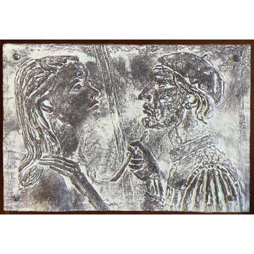 QUADRO BASSORILIEVO Edmondo Poletti RITRATTO "Scultore e Modella" CALCO GESSO