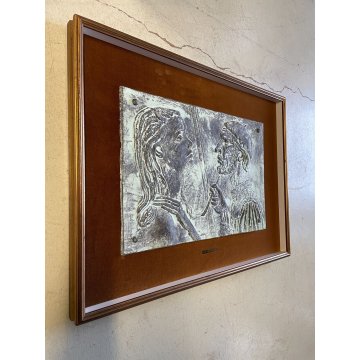 QUADRO BASSORILIEVO Edmondo Poletti RITRATTO "Scultore e Modella" CALCO GESSO