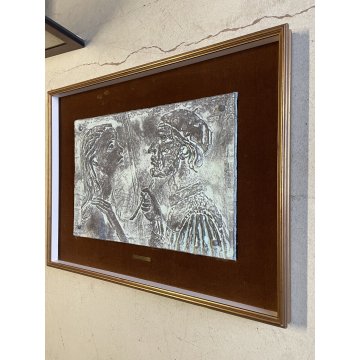 QUADRO BASSORILIEVO Edmondo Poletti RITRATTO "Scultore e Modella" CALCO GESSO