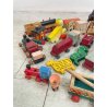 GRANDE LOTTO GIOCO VECCHIO LEGNO TRENI ANIMALI MISTI TOYS WOOD TRAIN EPOCA '40