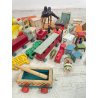 GRANDE LOTTO GIOCO VECCHIO LEGNO TRENI ANIMALI MISTI TOYS WOOD TRAIN EPOCA '40