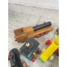 GRANDE LOTTO GIOCO VECCHIO LEGNO TRENI ANIMALI MISTI TOYS WOOD TRAIN EPOCA '40