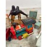 GRANDE LOTTO GIOCO VECCHIO LEGNO TRENI ANIMALI MISTI TOYS WOOD TRAIN EPOCA '40