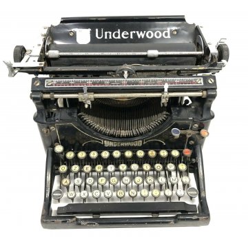 Underwood Antica Macchina Da Scrivere Art Deco 1920 METALLO NERO DECORATA  EPOCA