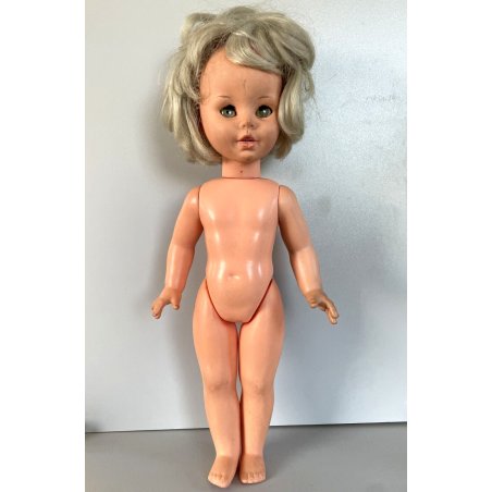 BAMBOLA VINTAGE DOLL DENTINA "FURGA ITALY" Caschetto biondo 41 cm/h ANNI  '70