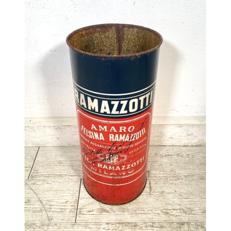 PORTA OMBRELLI LATTA AMARO FELSINA RAMAZZOTTI MILANO ITALY CILINDRO VINTAGE '50