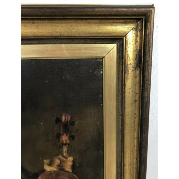 ANTICO QUADRO DIPINTO OLIO TELA FIDENZIO DE ANGELI SOGNI 1956 VIOLINO MUSICISTA 