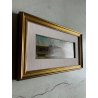 QUADRO DIPINTO OLIO Andrè Auquier PAESAGGIO FLUVIALE BARCHE PESCATORI BELGIO 800