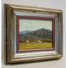 ANTICO QUADRO DIPINTO OLIO TAVOLA U. Calligaris PAESAGGIO MONTAGNA CASALE BIELLA