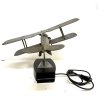 LAMPADA TAVOLO METALLO Art Deco DESK LAMP BIPLANE AIRPLANE SCULPTURE VINTAGE '30