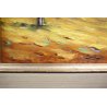 ANTICO PICCOLO QUADRO DIPINTO OLIO TAVOLA U. Caligaris PAESAGGIO CAMPAGNA BIELLA