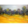 ANTICO PICCOLO QUADRO DIPINTO OLIO TAVOLA U. Caligaris PAESAGGIO CAMPAGNA BIELLA