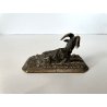 PICCOLA SCULTURA BRONZO PATINA RITRATTO FIGURA CAPRA ANIMALIER 4 cm/h FINE '800