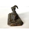 PICCOLA SCULTURA BRONZO PATINA RITRATTO FIGURA CAPRA ANIMALIER 4 cm/h FINE '800