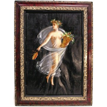 ANTICO QUADRO DIPINTO OLIO CARTA NUDO FIGURA FEMMINILE BALLERINA LIBERTY 900 OLD