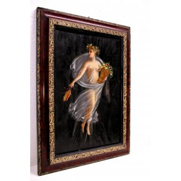 ANTICO QUADRO DIPINTO OLIO CARTA NUDO FIGURA FEMMINILE BALLERINA LIBERTY 900 OLD