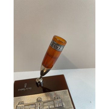 Delta STILOFORO LA Città REALE PENNA STILOGRAFICA Argento FOUNTAIN PEN SCRIVANIA