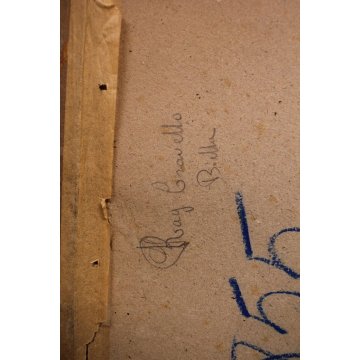 QUADRO DIPINTO ACQUERELLO FIRMATO R. Mesturing PAESAGGIO ANTICO BORGO SUD ITALIA