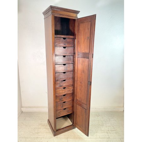 ANTICO MOBILE CASSETTIERA LEGNO ABETE MASSELLO EPOCA '800 ARCHIVIO COLONNA STIPO