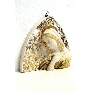 ANTICA CERAMICA  BASSORILIEVO Alfredo Ciulli MADONNA RELIGIOSO TOSCANA META' 900