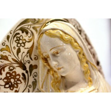 ANTICA CERAMICA  BASSORILIEVO Alfredo Ciulli MADONNA RELIGIOSO TOSCANA META' 900