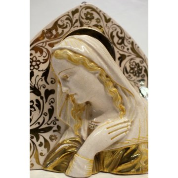 ANTICA CERAMICA  BASSORILIEVO Alfredo Ciulli MADONNA RELIGIOSO TOSCANA META' 900