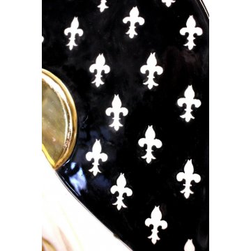 ANTICA CERAMICA BASSORILIEVO MADONNA WALL ICON ORO 24K GIGLIO FIORENTINO '900
