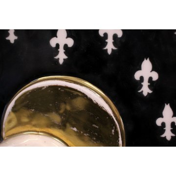 ANTICA CERAMICA BASSORILIEVO MADONNA WALL ICON ORO 24K GIGLIO FIORENTINO '900