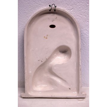ANTICA CERAMICA BASSORILIEVO MADONNA WALL ICON ORO 24K GIGLIO FIORENTINO '900