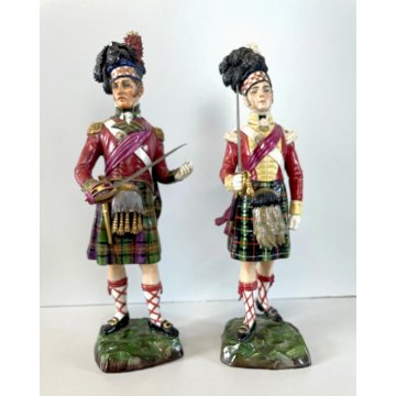 STATUA PORCELLANA DRESDA 2 pz Cameron Highlanders 1814 Seaforth Highlanders 1815