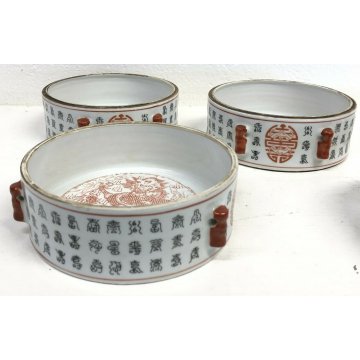 VASO GIAPPONESE CERAMICA DIPINTA FOOD BOX CIBO VINTAGE 4 RIPIANI DRAGO FIRMATO 