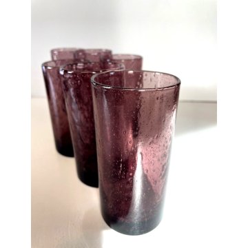 SET 6 BICCHIERI VINTAGE DESIGN Verrerie de Biot DRINK GLASSES VERRES FRANCE '70