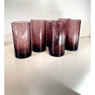 SET 6 BICCHIERI VINTAGE DESIGN Verrerie de Biot DRINK GLASSES VERRES FRANCE '70