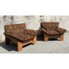 COPPIA POLTRONA DESIGN ANNI 70 ARMCHAIR STILE MOBILI GIRGI LEGNO STOFFA FLOREALE