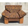 COPPIA POLTRONA DESIGN ANNI 70 ARMCHAIR STILE MOBILI GIRGI LEGNO STOFFA FLOREALE