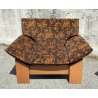 COPPIA POLTRONA DESIGN ANNI 70 ARMCHAIR STILE MOBILI GIRGI LEGNO STOFFA FLOREALE
