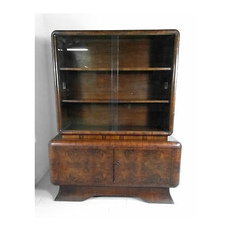 CREDENZA VETRINA VINTAGE DESIGN ART DECO LEGNO RADICA VETRINETTA MID CENTURY OLD