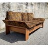 DIVANO SOFA DESIGN ANNI 70 ARMCHAIR STILE MOBILI GIRGI LEGNO STOFFA FLOREALE