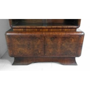 CREDENZA VETRINA VINTAGE DESIGN ART DECO LEGNO RADICA VETRINETTA MID CENTURY OLD