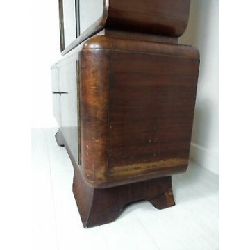 CREDENZA VETRINA VINTAGE DESIGN ART DECO LEGNO RADICA VETRINETTA MID CENTURY OLD