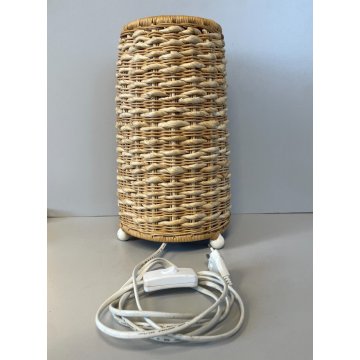 LAMPADA TAVOLO ABATJOUR RATTAN VIMINI NATURALE METALLO VINTAGE Boho per INTERNO