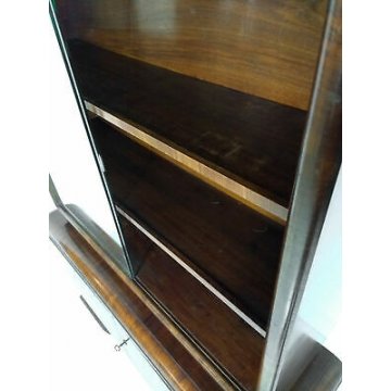 CREDENZA VETRINA VINTAGE DESIGN ART DECO LEGNO RADICA VETRINETTA MID CENTURY OLD