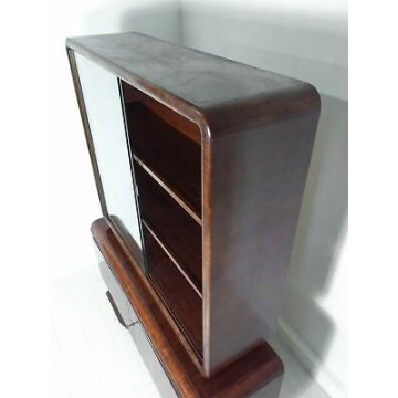 CREDENZA VETRINA VINTAGE DESIGN ART DECO LEGNO RADICA VETRINETTA MID CENTURY OLD