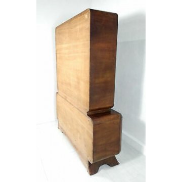 CREDENZA VETRINA VINTAGE DESIGN ART DECO LEGNO RADICA VETRINETTA MID CENTURY OLD