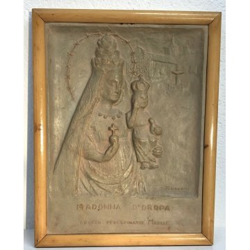 BASSORILIEVO QUADRO MADONNA D'OROPA RICORDO PAREGRINATIO MARIAE ZUCCONI 1900 