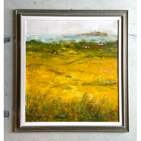 GRANDE QUADRO OLIO TAVOLA Legora Pier Giuseppe 100x108 cm PAESAGGIO NATURALE '95