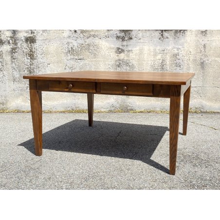 ANTICO GRANDE TAVOLO QUADRATO DA PRANZO LEGNO PRIMI 1900 TABLE 2 CASSETTI EPOCA